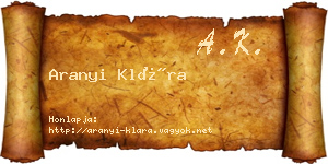 Aranyi Klára névjegykártya